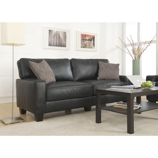 Save Price Serta Santa Rosa Collection Smooth Black Bonded Leather Deluxe Sofa