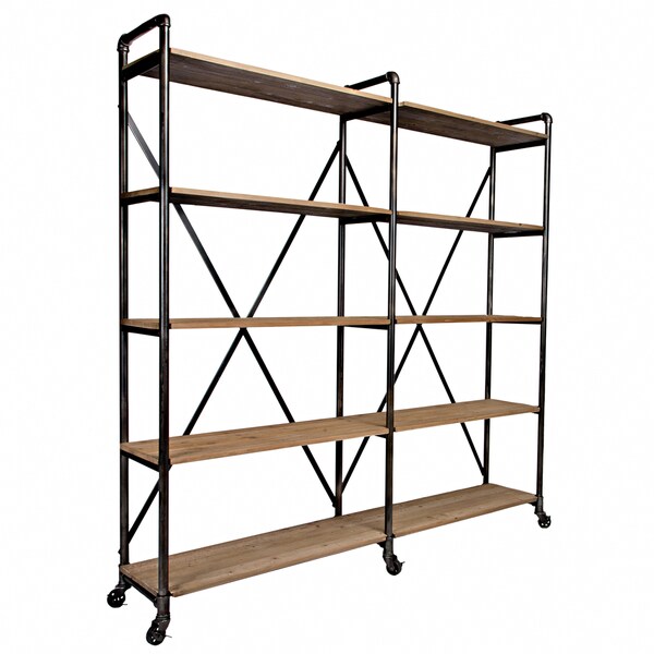 Wood and Metal Shelving Wall Bookcase Storage Industrial Display Rustic