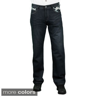 MO7 Men's Slim Fit Camo Trim Denim Jeans-Image