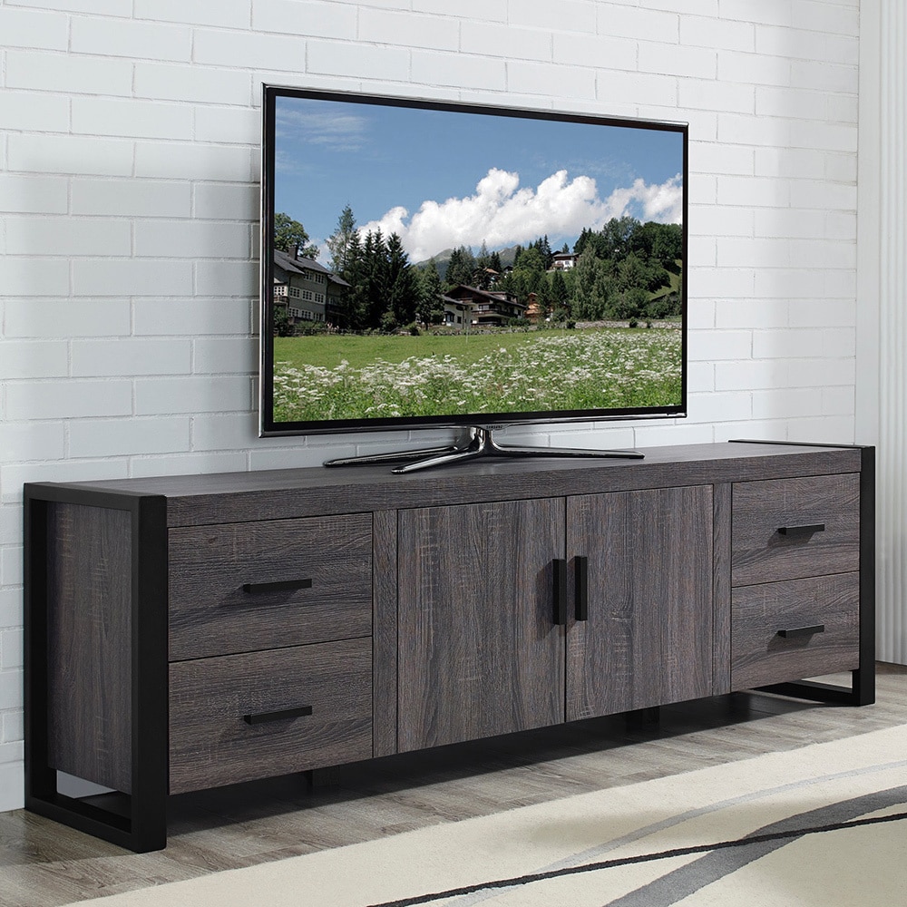 70 inch Charcoal Grey TV Stand Overstock Shopping Great Deals on