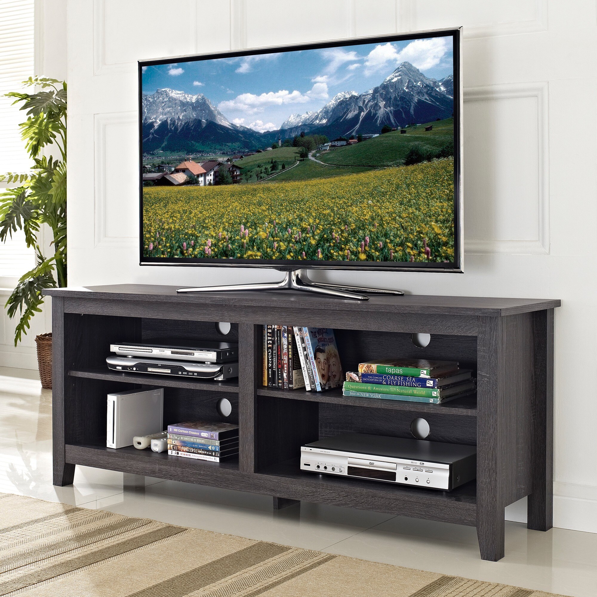 58 inch Charcoal Grey TV Stand Overstock Shopping Great Deals on