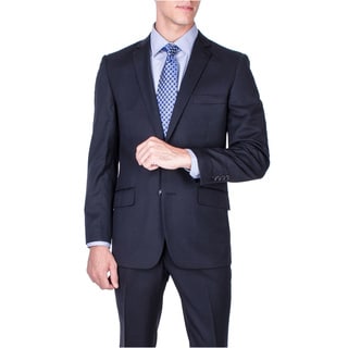 Men's Slim Fit Solid Black Wool 2-button Suit-Image