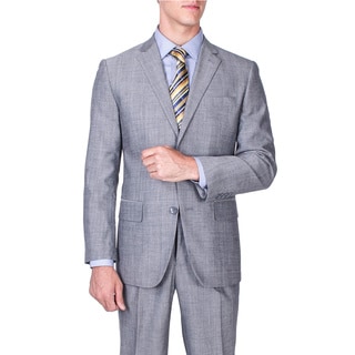 Men's Modern Fit Grey 2-button Wool Suit-Image