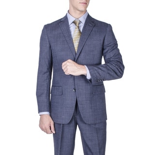 Men's Modern Fit Blue 2-button Wool Suit-Image