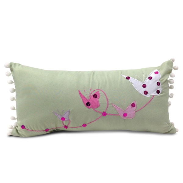 Lumbar Applique Pom-poms Embroidered Decorative Pillow