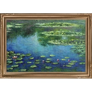 Great Prices Claude Monet 'Water Lilies' Hand Painted Framed Canvas Art
