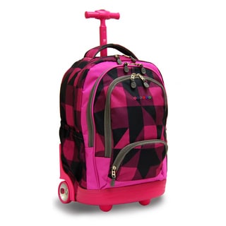 World New York Block Pink Sunbeam 18-inch Rolling Laptop Backpack