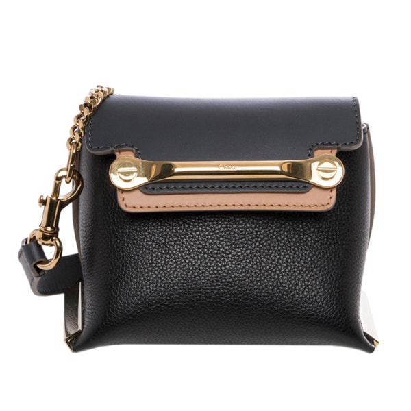 Chloe \u0026#39;Clare\u0026#39; Mini Black/ Sand Leather Crossbody Bag - 16270068 ...  