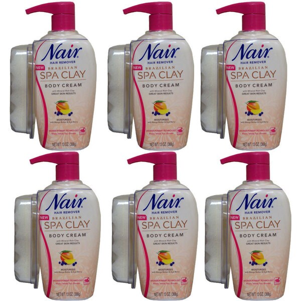 Nair Brazilian Spa Clay 13-ounce Body Cream (Pack of 6)