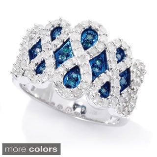 Sterling Silver 34ct TDW Blue and White Diamond Ring (H-I, I2-I3)
