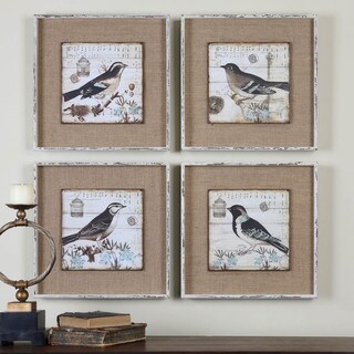 Hot Deal Unique Home 'Black and White Birds' 4-piece Canvas Art Print Set