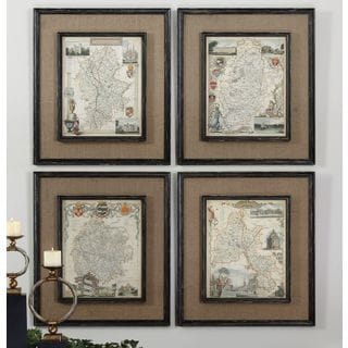 (_ _ ) 'Countryside Maps' 4-piece Canvas Art Print Set