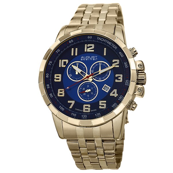 August Steiner Men's Swiss Quartz Chronograph Stainless Steel Bracelet Watch