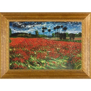 Low Price Vincent Van Gogh 'Field of Poppies' Hand Painted Framed Canvas Art
