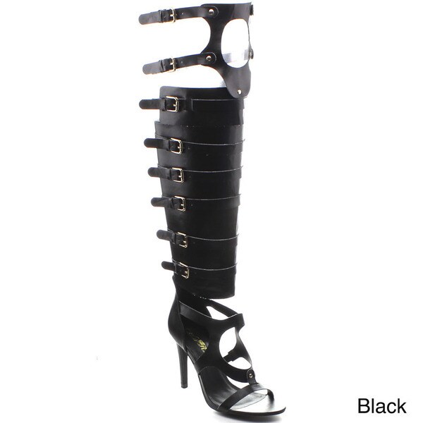 Women's 'Jessie-02' Gladiator Caged Knee-high Sandals - Overstock ...