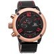 Joshua & Sons Men's Multifunction Double-Layered Dial Leather Strap Watch