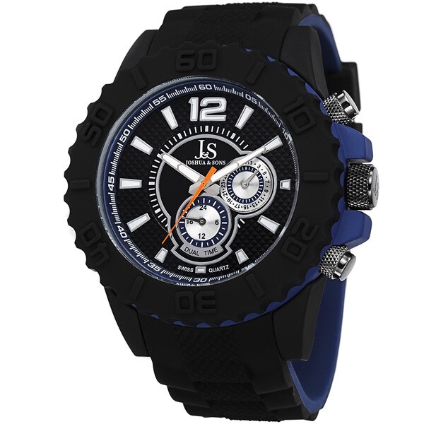 Joshua & Sons Men's Multifunction Dual Time Silicone Strap Watch