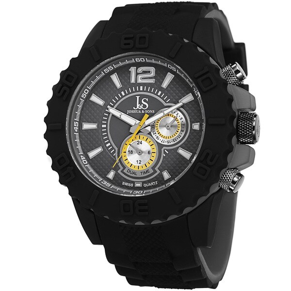 Joshua & Sons Men's Multifunction Dual Time Silicone Strap Watch