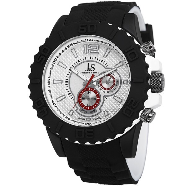 Joshua & Sons Men's Multifunction Dual Time Silicone Strap Watch