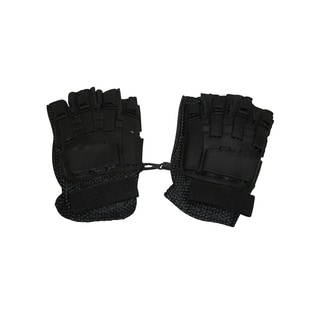 I&amp;I Sports Flexon Black Armored Back Half Finger Paintball Airsoft Bike Motocross Leather Gloves-Image