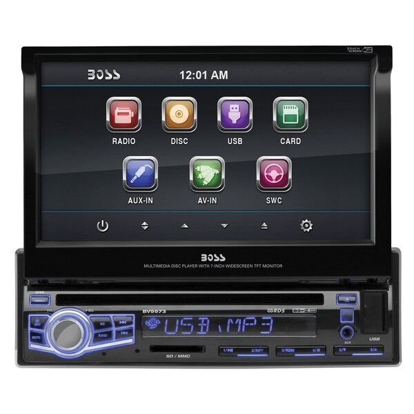 Boss Audio BV9973 Single-DIN 7 inch Motorized Touchscreen DVD Player 