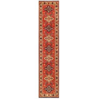 Best Shopping Herat Oriental Afghan Hand-knotted Tribal Karghai Red/ Ivory Wool Runner (2'9 x 13')