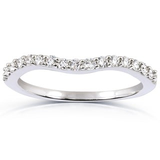 ... 14k White Gold 14ct TDW Curved Diamond Wedding Band Ring (H-I, I1-I2