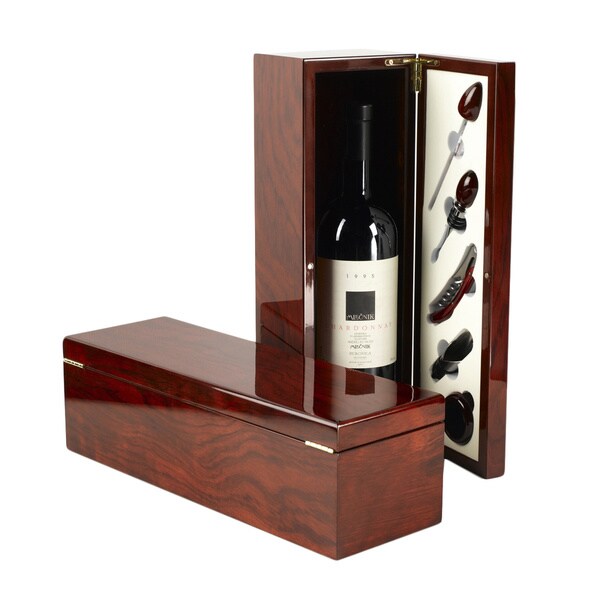 Red Vanilla Wine Accessory 14.5-inch Rosewood Box 5-piece Set 