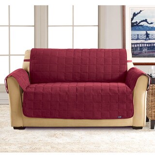 Sure Fit Burgundy Soft Suede Waterproof Loveseat Cover-Image