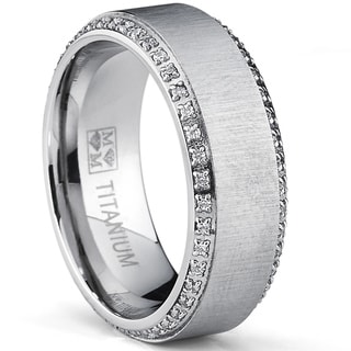 White gold titanium mens wedding ring