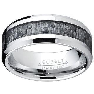 Oliveti Cobalt Men's Grey Carbon Fiber Inlay Comfort Fit Band (8 mm)-Image