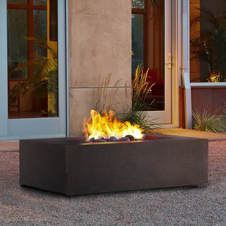 [1] Real Flame Baltic Rectangle Nat Gas Fire Table- Kodiak Brown