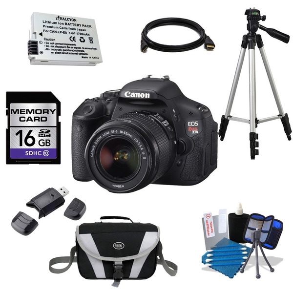 Canon EOS Rebel T3i DSLR Camera Body and EF-S 18-55mm f/3.5-5.6 IS II Lens 16GB Bundle