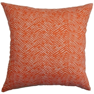 Buy Cheap Edythe Zigzag Orange Feather Filled 18-inch Throw Pillow