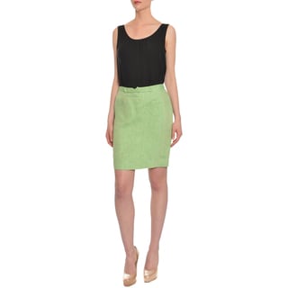 Cynthia Rowley Women's Crisp Green Linen Patch Pocket Skirt-Image