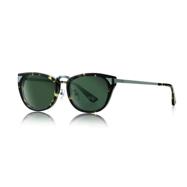 Raen Asper Brindle Tortoise and Silver Sunglasses with Green Lenses