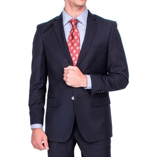 Men's Modern Fit Black Tonal Striped 2-button Suit-Image