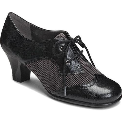 Women's Aerosoles Aristocrat Black Houndstooth Fabric/Faux Leather