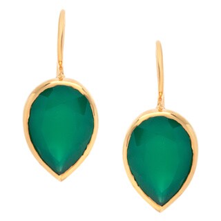 Sitara Goldplated Green Onyx Dangle Earrings (India)