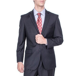 Men's Modern Fit Solid Black Pleated-pant Suit-Image