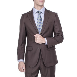 Men's Modern Fit Brown 2-button Suit with Pleated Pants-Image