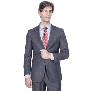 Men's Modern Fit Charcoal Grey Striped 2-button Suit-Image