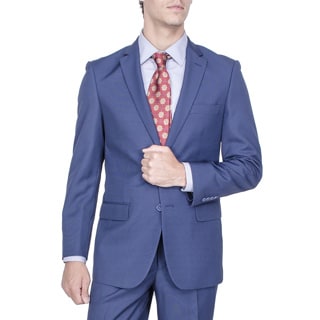 Men's Modern Fit Blue Birds-eye 2-button Suit-Image