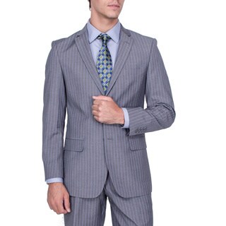 Men's Modern Fit Grey Stripe 2-button Suit-Image