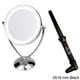 Ovente 1x/10x Dual-sided Round Mirror with Curling Iron