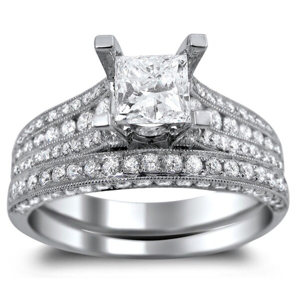 ... Princess-cut Clarity Enhanced Diamond Engagement Ring Bridal Set (G-H