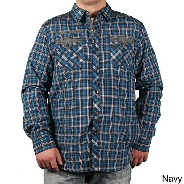 MO7 Men's Plaid Button-down Collared Shirt