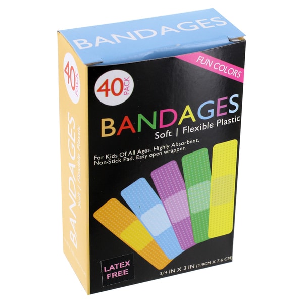 Fun Colored Assorted Kids Bandages (Pack of 40) Overstock Shopping