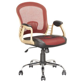 ###  CorLiving LOF-258-O Executive Office Chair in Black Leatherette and Red Mesh