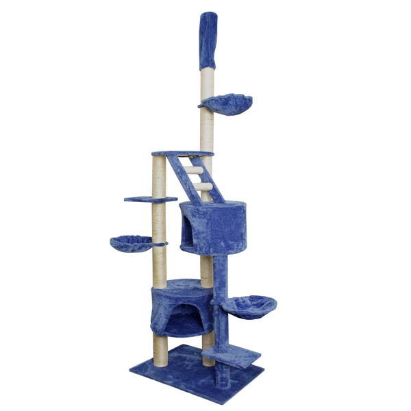 OxGord Blue / White 101-inch Cat Tree